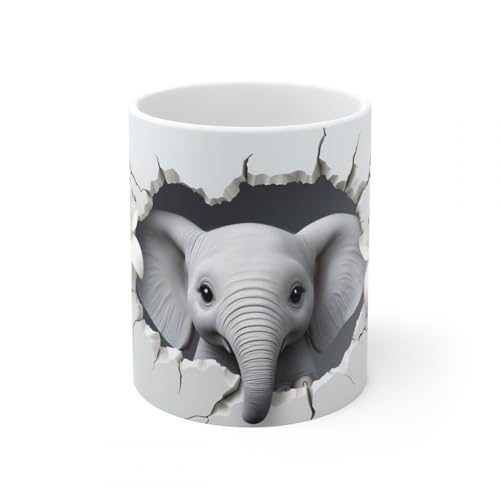 Jm-Déco Mug Animaux 3D- Idée cadeau - Mug et tasse original pour Enfant ou Adulte - Marrant Fun (Eléphant)