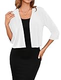 TASAMO Women's Lightweight Short Sleeve Split Cardigans Versatile Summer Outerwear（White, Medium）