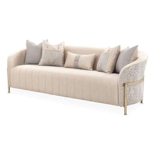 MICHAEL AMINI Lisbon Chenille Sofa - Opal/Gold
