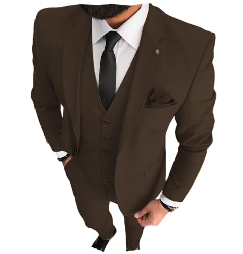 Image of 3 Pieces Business Mens Suit Notch Lapel Blazer Formal Wedding Groom Pants Tux Vest Tuxedos