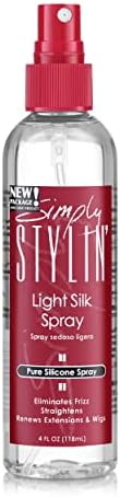 Simply Stylin' Light Silk Spray - Anti Frizz Hair Spray - Pure Silicone Hair Heat Protectant Spray - Hair Products for Women - Hair Detangler Spray - Hair & Synthetic Wig Spray - 4 fl oz.