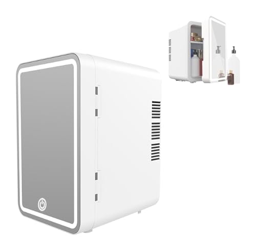 Mini Fridge,Skincare Fridge, 4L Capacity Makeup Fridge with Dimmable LED Light Mirror Mini Makeup Refrigerator with Cooler Or Warmer(White)