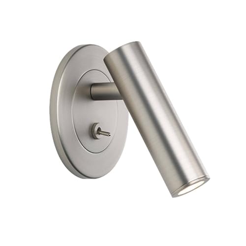 RXPVUXE Luz de lectura redonda for montaje en pared, aplique de cabecera ajustable con interruptor de palanca, lámpara de noche LED de 3 W, iluminación decorativa, luz cálida de 3000 K(Sand Nickel)