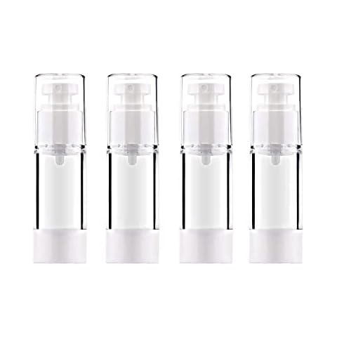 JamHooDirect 30ml Airless Pump Bottle Refillable Empty Clear Bottle Travel Containers/Vacuum Press Pump Bottles With Funnel and Label for Perfume Liquid Makeup Tool (4Pcs) Cover