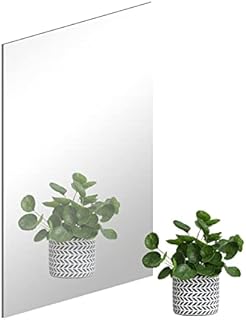 DRERIO Self Adhesive Acrylic Mirror HD Non Glass Sticky Mirror Large Plastic Frameless Mirror 3mm Thickened Acrylic Mirror Tiles Unbreakable Mirror Square Wall Adhesive Mirror for Home,Decor