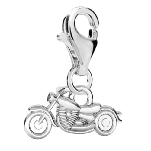 Image of 925 Sterling Silver Bikers Dream Motorbike Clip-on Lobster Clasp Charm | Gift Boxed | Handmade in UK