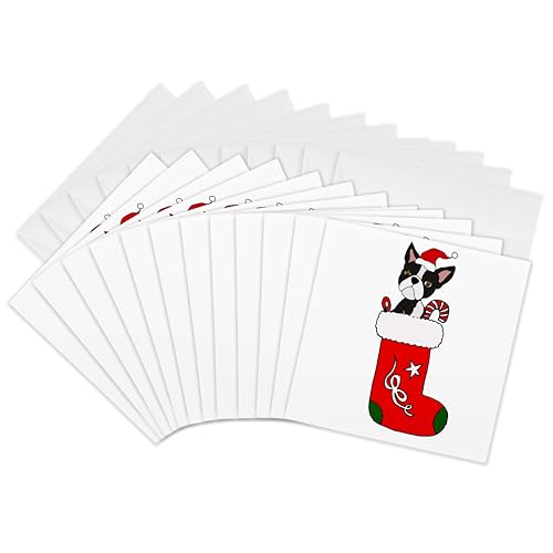 Cartes de vœux Noël terrier de Boston pour décorer vos cadeaux