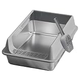 Big Cat Litter Box – PP Edelstahl 40x30x19cm | Deepen Pet Litter Box Odor Control Cat WC mit Scoop Large Çat WC-Tablett Durable Pet Lițter | for Indoor Wohnheim Car Living Room use