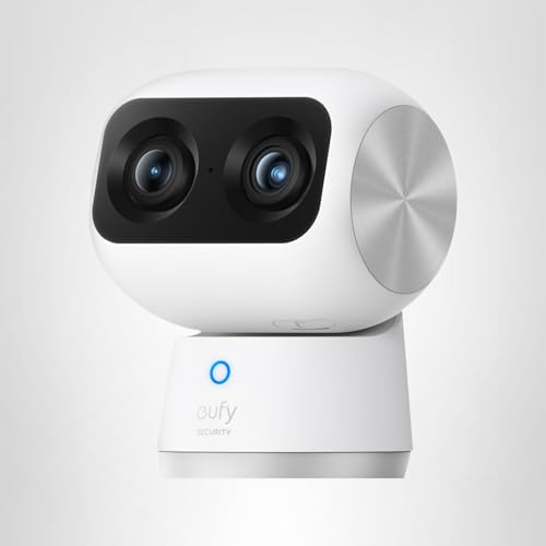 eufy Security 4K Indoor Cam S350, No Subscription, Dual Cameras, 8&times; Zoom, 360&deg; Coverage, Works as a Pet Camera, Nanny/Senior/Baby Monitor, AI Auto-Tracking, Human/Pet/Cry Detection, 2.4/5 GHz Wi-Fi