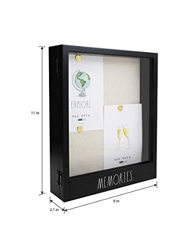 Rae Dunn Shadow Box Frame - Multiple Photo Display Case With Soft Linen Back For Wall Decor - Deep Picture Frame For Photos, Momentos, Keepsakes, Memorabilia And Awards - Black Wood Frame "Memories" #TOP2