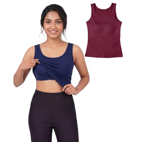 Image of DChica Essentials Women's Padded Tank Top, Soft & Supportive Fit, Seamless Non-Wired Cami Bra, Comfortable Stretch Fabric, Innerwear for Women