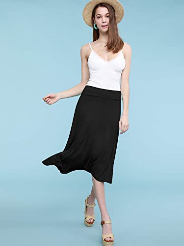 Image of FRAULEIN Women's Midi Skirt Wide High Waist Vintage A-Line Flared and Swingy Skirt