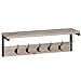 Produktbild HOOBRO Wandgarderobe, Wandregal mit 7 Haken und Ablage, Hängeregal mit Garderobenleisten, Wandmontage, für Flur, Wohnzimmer, Küche, Greige-Schwarz EBG16YM01