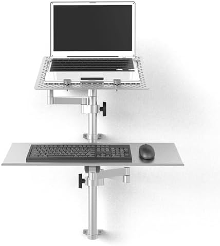 Adjust Laptop Mount with Full Motion Arm & Vented Cooling Tray, Fits 10-15.6" Screens, Supports Up to 8kg, Height & Angle Adjust for Ergonomic Comfort