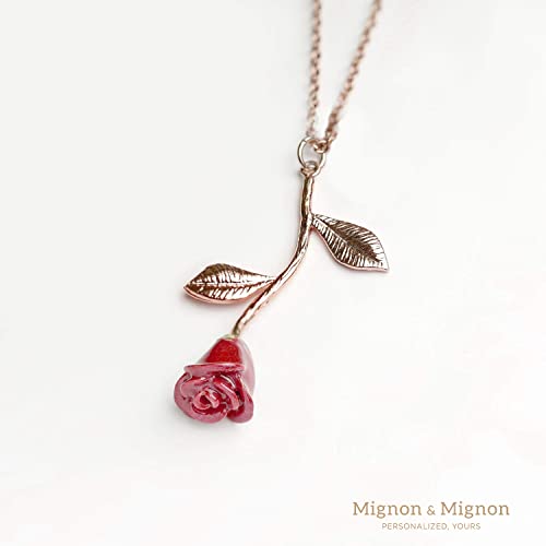 Beauty And The Beast Rose Necklace In Red Petal And Rose Gold Anniversary Gift For Her Personalized Bridesmaid Gift Unique Gifts For Women Mother's Day Gifts - 3Ern #TOP1
