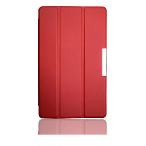 INSOLKIDON Kompatibel mit Google Nexus 7 FHD(2nd Gen.2013 Model) Tablet Hülle mit Standfunktion Slim PU Leder Schutzhülle [Auto Schlaf/Aufwachen] Klappbare Schutzhülle (Rot)
