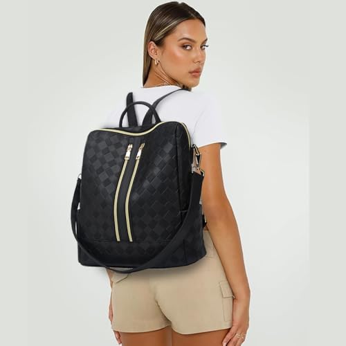 Image of Backpacks for Women Fashion PU Leather Bag Multipurpose Design Convertible Satchel Bag Travel Backpack Handbag and Purse 2Pcs
