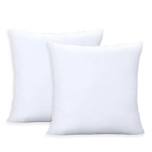 Throw Pillows Insert Set of 2 White 24x24 in Pillow Inserts with 100% Cotton Cover Bed and Couch Decorative Stuffer Pillows Indoor Pillows for Sofa