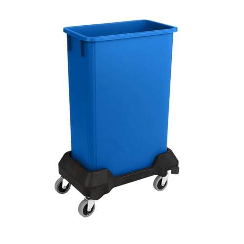 Image of 23 Gallon Slim Rectangular Garbage Can with Wheels - Dark Blue