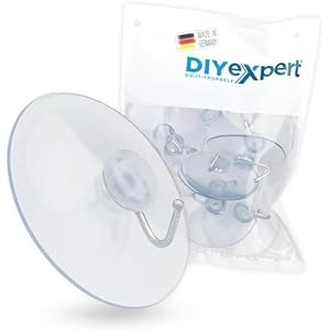 DIYexpert 10 x zuighaken 60 mm – als wandhaak hanger met zuignap en metalen haak – ideaal voor badkamer keuken – op glas spiegel tegels