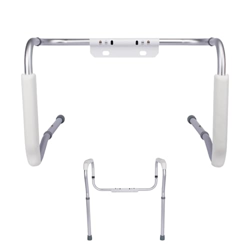 アルミニウムトイレの安全レール - 自立型グラブバー、頑丈なバスルームサポートフレーム|高齢者、妊娠中の個人、怪我の回復のためのスリップハンドグリップを備えた簡単な組み立てモビリティエイド