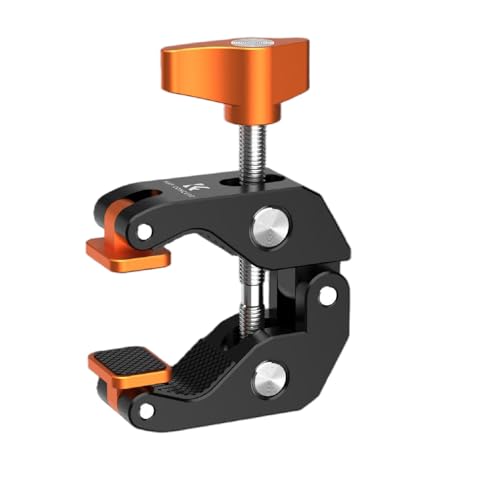 K&F CONCEPT 平口スーパークランプ クランプ マルチマウント 125g軽量 回転式マウントブロック付き 1/4＆3/8インチネジ穴 最大挟み幅60mm 滑り止めシリコンパッド 三脚・机・パイプ・枝などに固定 モニター・LEDライト・スマホホルダー・アクションカム対応 アルミ合金製 耐荷重5kg