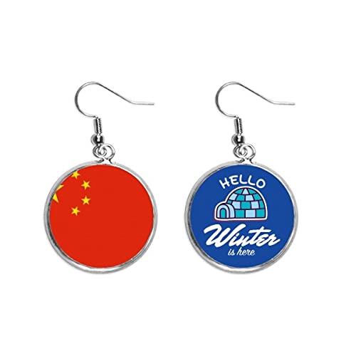 Pendientes de la Bandera de China Joyería Regalo de Invierno de Asia