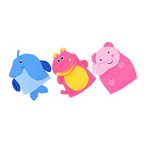 Gogogmee 3Pcs Compact Exfoliating Shower Gloves Animal Print Bath Accessories for Lightweight Skin Cleaning Mitten for Gentle Exfoliation Deep Clean Mixed Style