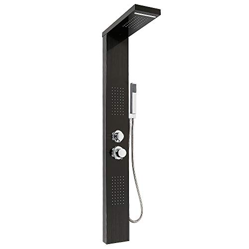 Panel de Ducha de Acero Inoxidable de 5 Modos Con Tecnología de Pulido - Sistema de Columna Con Montaje en Pared y Pulverizador - 7 x 20 x 140 cm