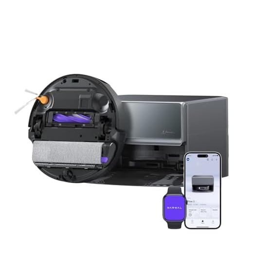 NARWAL Flow 2 Saugroboter mit Kompaktstation, Saug- und Wischroboter, FlowWash-Wischsystem mit 60 °C Heißwasser, 31.000 Pa Saugkraft, CarpetFocus™-Technologie, 100 °C Moppwäsche