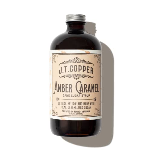 J.T. Copper Amber Caramel Syrup – 16 fl oz Bottle – Organic Cane Sugar, Vanilla & Sea Salt – Vegan, Gluten-Free – Handcrafted in Floyd, VA