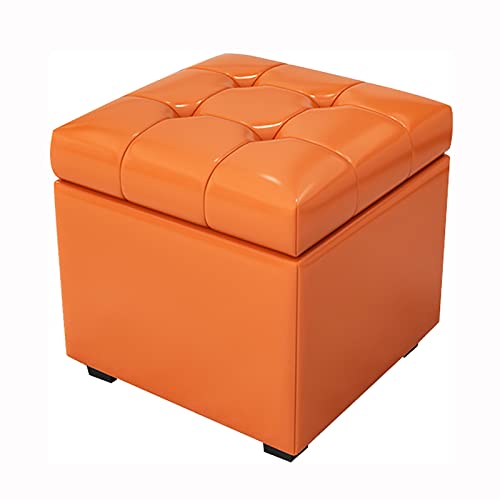 Tabouret en cuir orange luxe de qualité supérieure de 60cm de long - 2