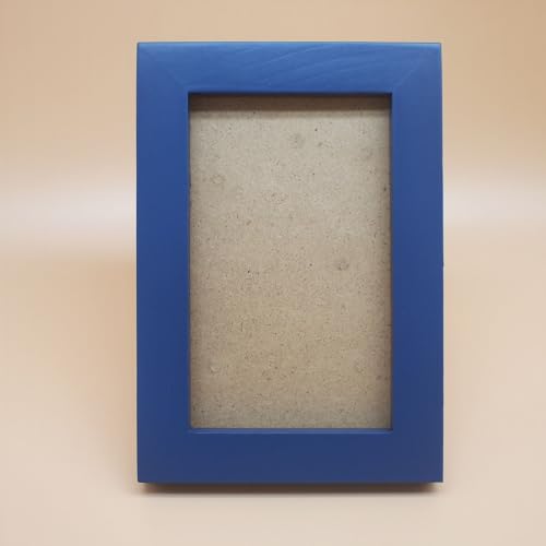Image of 3x5 Picture Frame Solid Wood,Blue. Table Top or Wall Mount Photo Frames with Plastic Glass for 3x5 Inches Pictures, Modern Home Office Decor