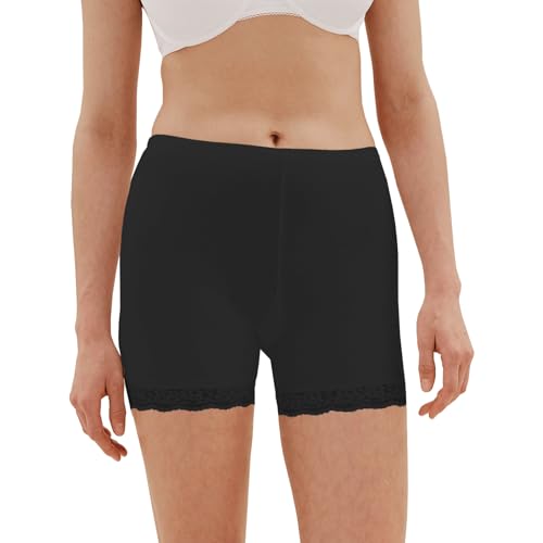 BestSale247 3er Pack Damen Unterrock Kurze Unterhose Unterkleid mit Spitze Slipshorts Underskirt Boxershorts (3er Pack/Weiß, L)
