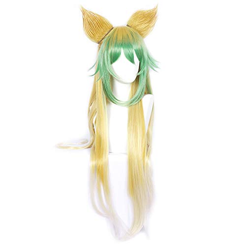 MQSS Atalanta Cosplay Wig Blonde,Cosplay Wig Cap,Cosplay Wig Short,Cosplay Wigs for Women,Cosplay Wigs Long,Cosplay Wigs Green Yellow