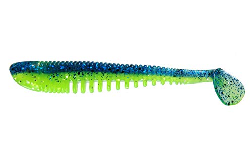 K.P Baits Skeleton Shad - Pesce in gomma, 4", 10 cm, 5 pezzi, 112 Green Mackarel