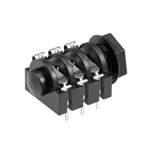 uxcell socket jack estéreo 6.35mm 6 pines 5 piezas negro miniatura 3