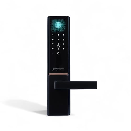 Image of Godrej Smart Lock | The Only 7 in 1 NFC Digital Lock with Scheduled Biometric Access | VDP Compatible | Wooden Door in Home & Offices | Matte Black |3 Yrs Warranty |Made in India