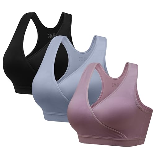 Image of HBselect Nursing Bras for Breastfeeding, Maternity Nursing Sleep Bra Wireless Pregnancy Sleep Bralette 3/5 Pack