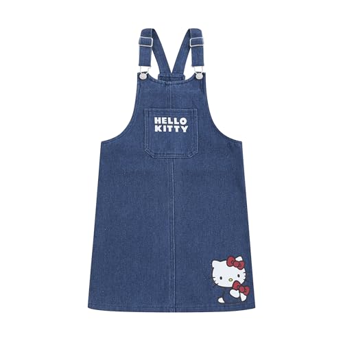 Hello Kitty Sanrio Girls Adjustable Jumper Denim Dress with Shirt Set for Toddler and Big Kids2