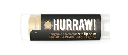 Hurraw! Sun Lip Balm (Zinc Oxide Protection, Broad Spectrum SPF 15, Tangerine, Chamomile): Organic, Certified Vegan, Gluten Free. Non-GMO, 100% Natural. Bee, Shea, Soy and Palm Free. Made in USA