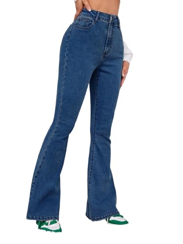 Image of Vogaan Women's High Waist Jeans || Flared Bell Bottom Bootcut Pants || Wide Leg Denim - Perfect for Travel, Party & Everyday Use
