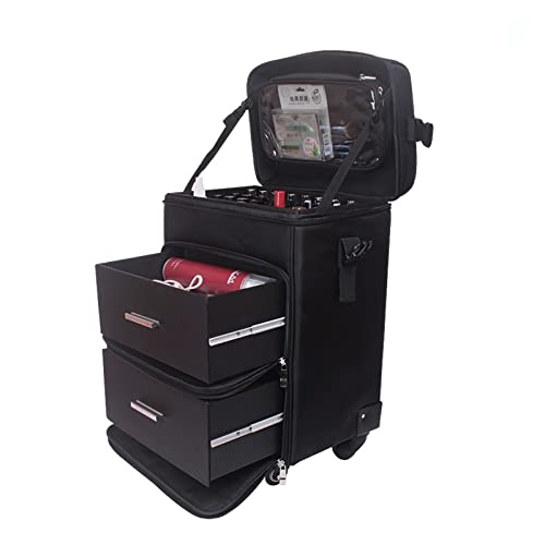 SKIITOON Kosmetikkoffer Pilotenkoffer Beauty Case Reisetrolley Friseurkoffer Kosmetik Trolley, Kosmetiktasche Mit Rollen, Kosmetikkoffer Mit Schubladen, Kosmetiktasche Aus Segeltuch, Schwarz