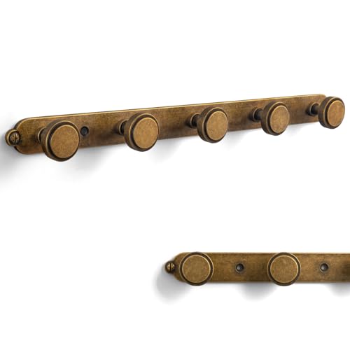 Goo-Ki 1 Pack Antique Brass Coat Rack Wall Mount Heavy