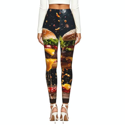 Leggings de compresión suave y tejido transpirable con estampado de comida rápida 3