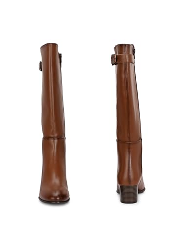 Image of Delize Tan Women Knee ankle boots 64473