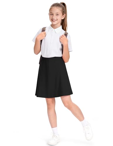 Image of KEREDA Girls Uniform Skirts with Undershorts Casual Stretchy School Skorts