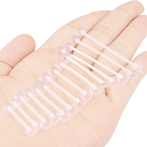 Ocptiy 6mm-38mm 14G 16G Clear Plastic Nipple Tongue Ring Industrial Earrings for Surgery Pregnancy Belly Button Ring Bioflex Flexible Acrylic Straight Barbells Piercing Jewelry Retainer for Work Sport2