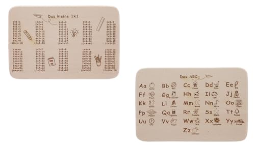 2 tavole da colazione in legno di faggio per studiare l'inizio della scuola, idea regalo per studenti (1 x 1 + ABC)