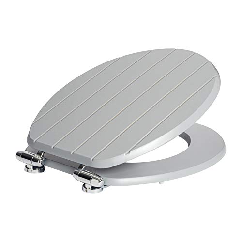 Harbour Housewares Soft Close Wooden Toilet Seat - Grey - Pack of 1